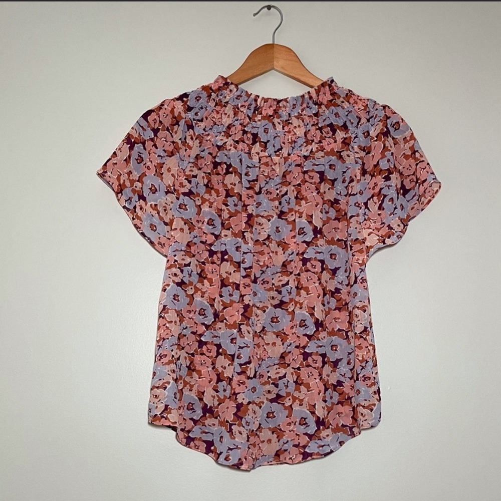 Madewell Smocked Mock Neck Top in Floral Breeze - Picture 5 of 6